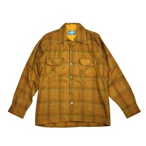 Vintage Montblanc Wool Shirt Jacket Mens Size M Shadow Plaid Button Up‎